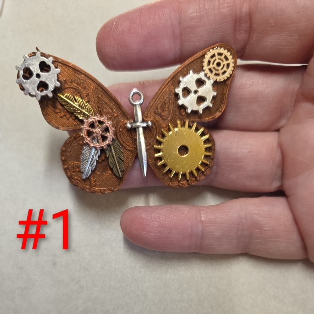 Armor Of God Steampunk Butterfly Brooch - Picture 3 of 5